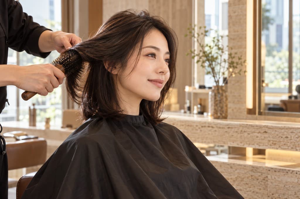 サロンでのヘアスタイリング