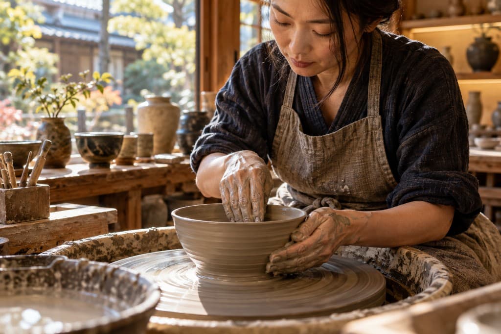 陶芸で器を作る様子