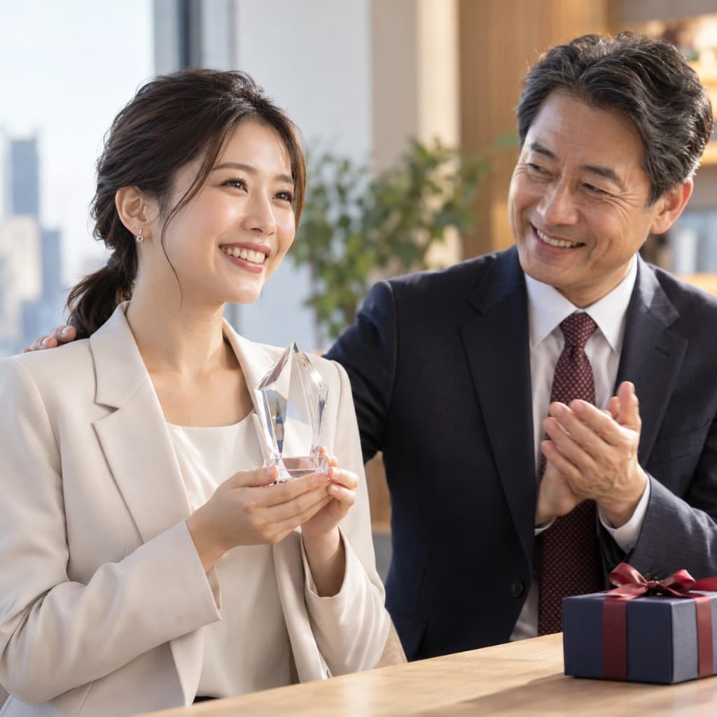 表彰で賞を受け取る様子