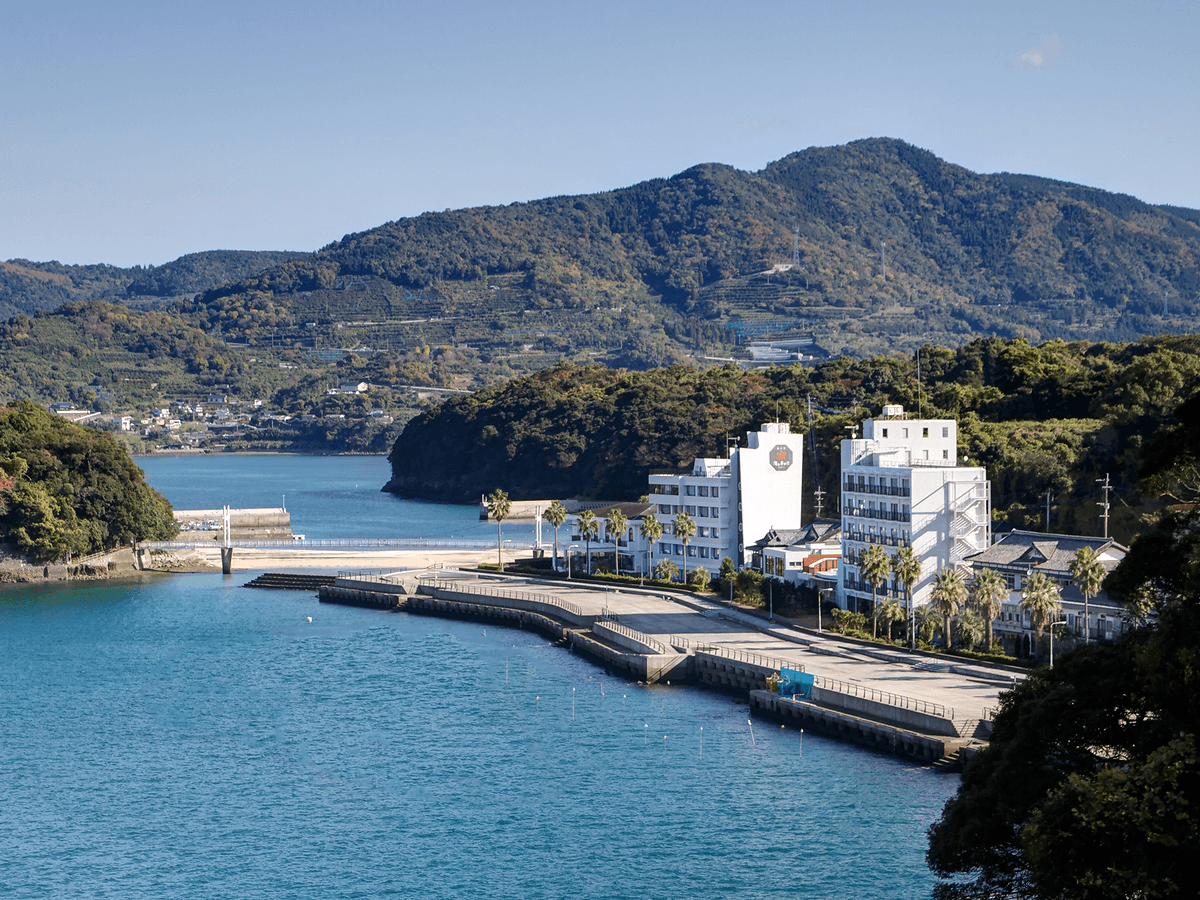 湯の児温泉海と夕やけ
