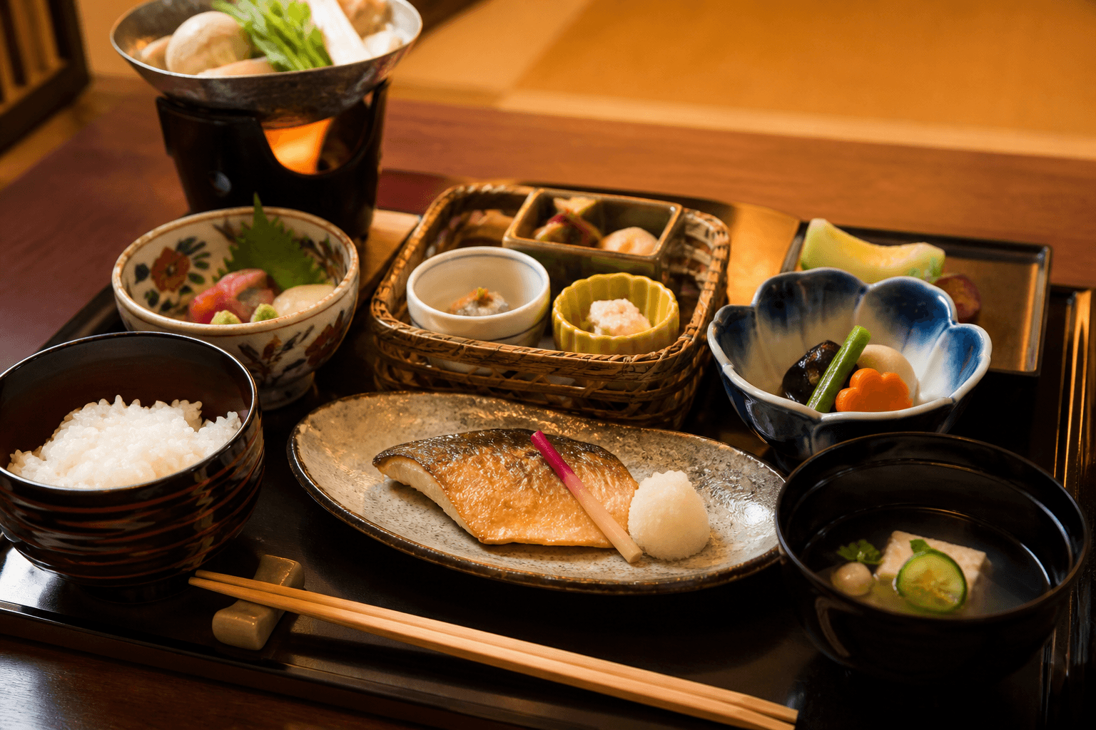 箱根の宿の和食膳