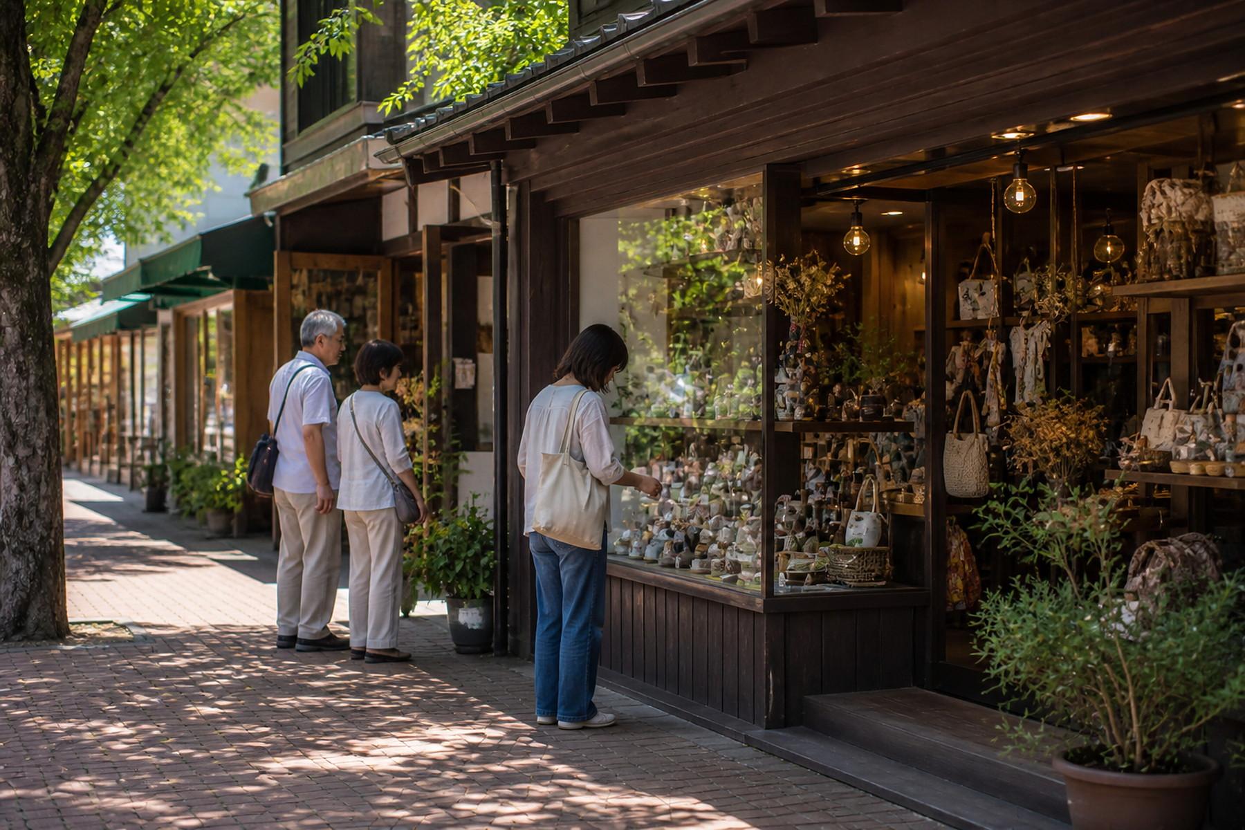 旧軽井沢の店先をのぞく景色